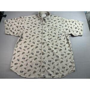 Columbia Mens XXL All Over Fish Print Button Up Shirt Fishing Outdoors Sportsman